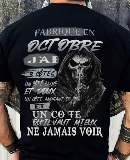 Fabriqué en Octobre – J’ai 3 Côtés | T-Shirt Homme Caractère Fort - male fr10 / CCDI10 (SKU26T-01174-10)