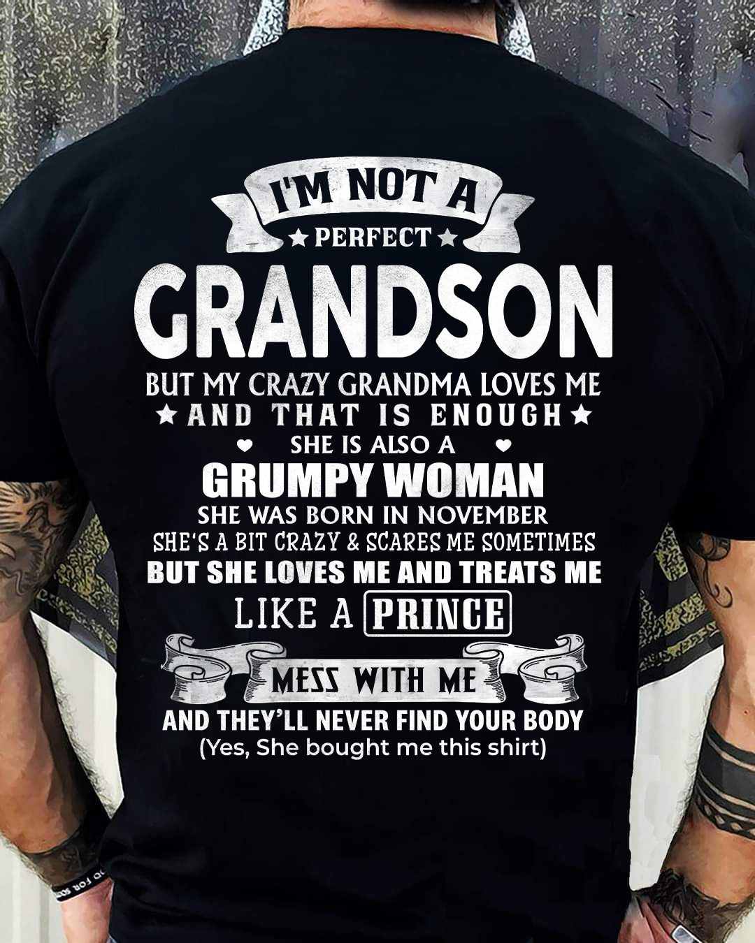 November - I'm Not A Perfect Grandson But My Crazy Grandma Love Me - Birthday Gift From November Grandma / Woman - ccdi11 (SKU2603-146-11)