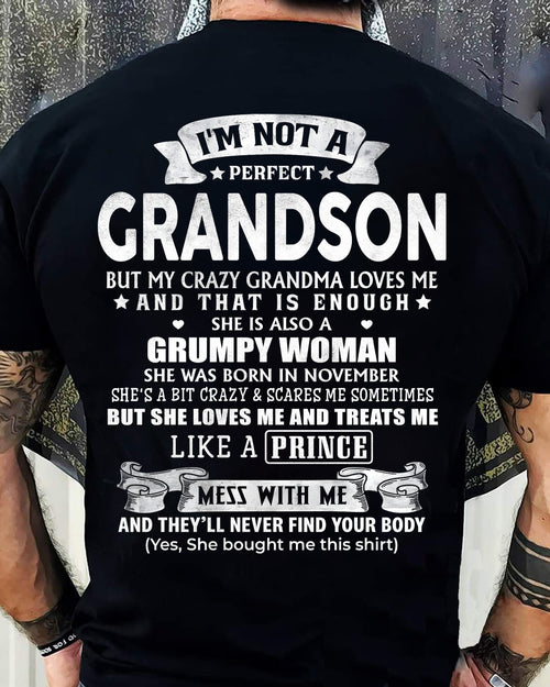 November - I'm Not A Perfect Grandson But My Crazy Grandma Love Me - Birthday Gift From November Grandma / Woman - ccdi11 (SKU2603-146-11)
