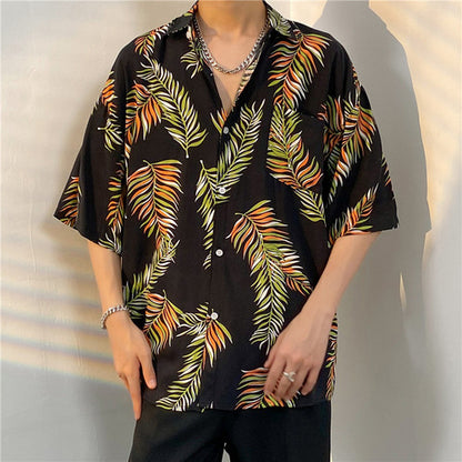 Hawaiian Shirt – Unisex Animal Print 3/4 Sleeve Cotton Hawaiian Beach Shirt