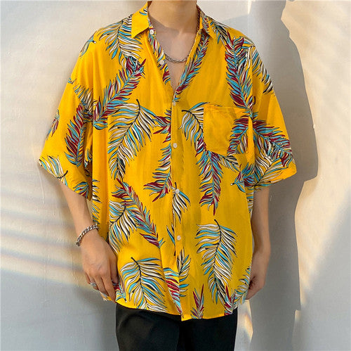 Hawaiian Shirt – Unisex Animal Print 3/4 Sleeve Cotton Hawaiian Beach Shirt