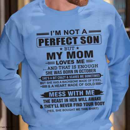 October - "I'M NOT A PERFECT SON BUT MY MOM LOVES ME" - Birthday Gift From October Mom / Woman - ccdi10 (SKU10-147-10)
