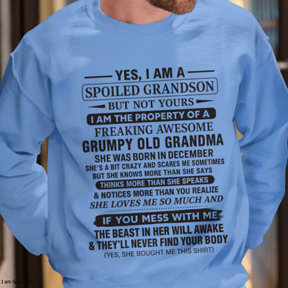 Yes I’m A Stubborn Grandson T-Shirt – Birthday Gift From December Grandma / Woman - ccdi12 (SKU10-171-12)