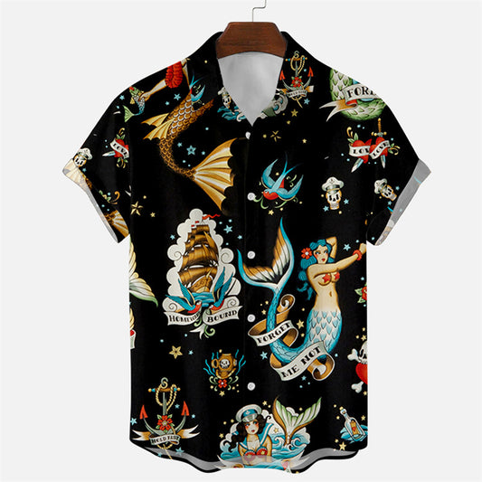 Hawaiian Shirt – Floral Cartoon 3D Print Hawaiian Shirt – Oversized Unisex Summer Top