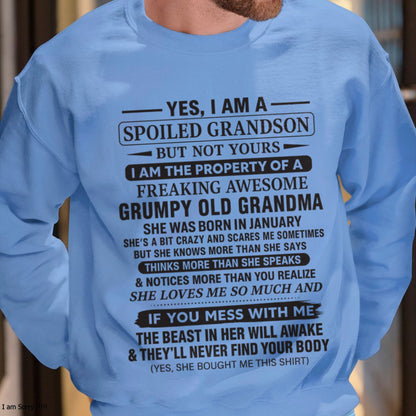 Yes I’m A Stubborn Grandson T-Shirt – Birthday Gift From February Grandma / Woman - ccdi02 (SKU10-171-02)