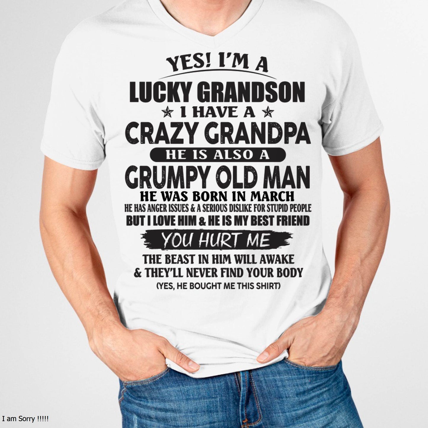 MARCH - LUCKY GRANDSON OF CRAZY GRANDPA -  PERFECT GIFT FROM GRANDPA - ccdi03 (SKU12-145-03)