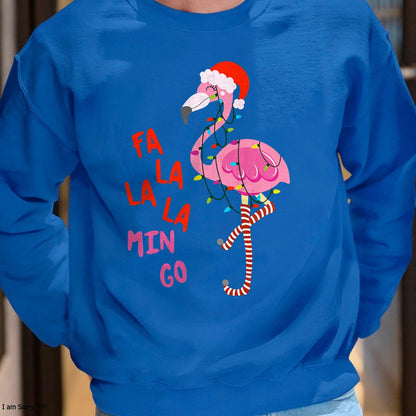 Christmas Shirts for Family, Funny christmas shirts, Christmas Unisex T-Shirt/Hoodie/Sweatshirt HLT00 - Fa La La Mingo Flamingo Christmas Tropical Xmas Tree Lights T-Shirt
