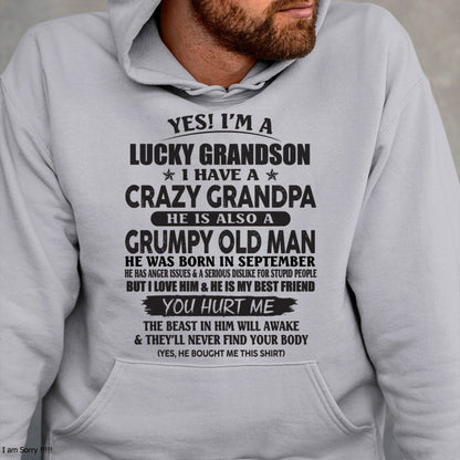 SEPTEMBER - LUCKY GRANDSON OF CRAZY GRANDPA -  PERFECT GIFT FROM GRANDPA - ccdi09 (SKU12-145-09)