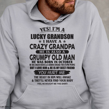 OCTOBER - LUCKY GRANDSON OF CRAZY GRANDPA -  PERFECT GIFT FROM GRANDPA - ccdi10 (SKU12-145-10)