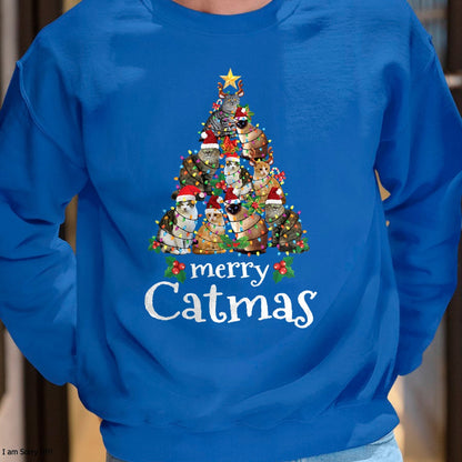 Christmas Shirts for Family, Funny christmas shirts, Christmas Unisex T-Shirt/Hoodie/Sweatshirt HLT00 - Merry Catmas Funny Cat Mom Cat Dad Christmas Cat T-Shirt