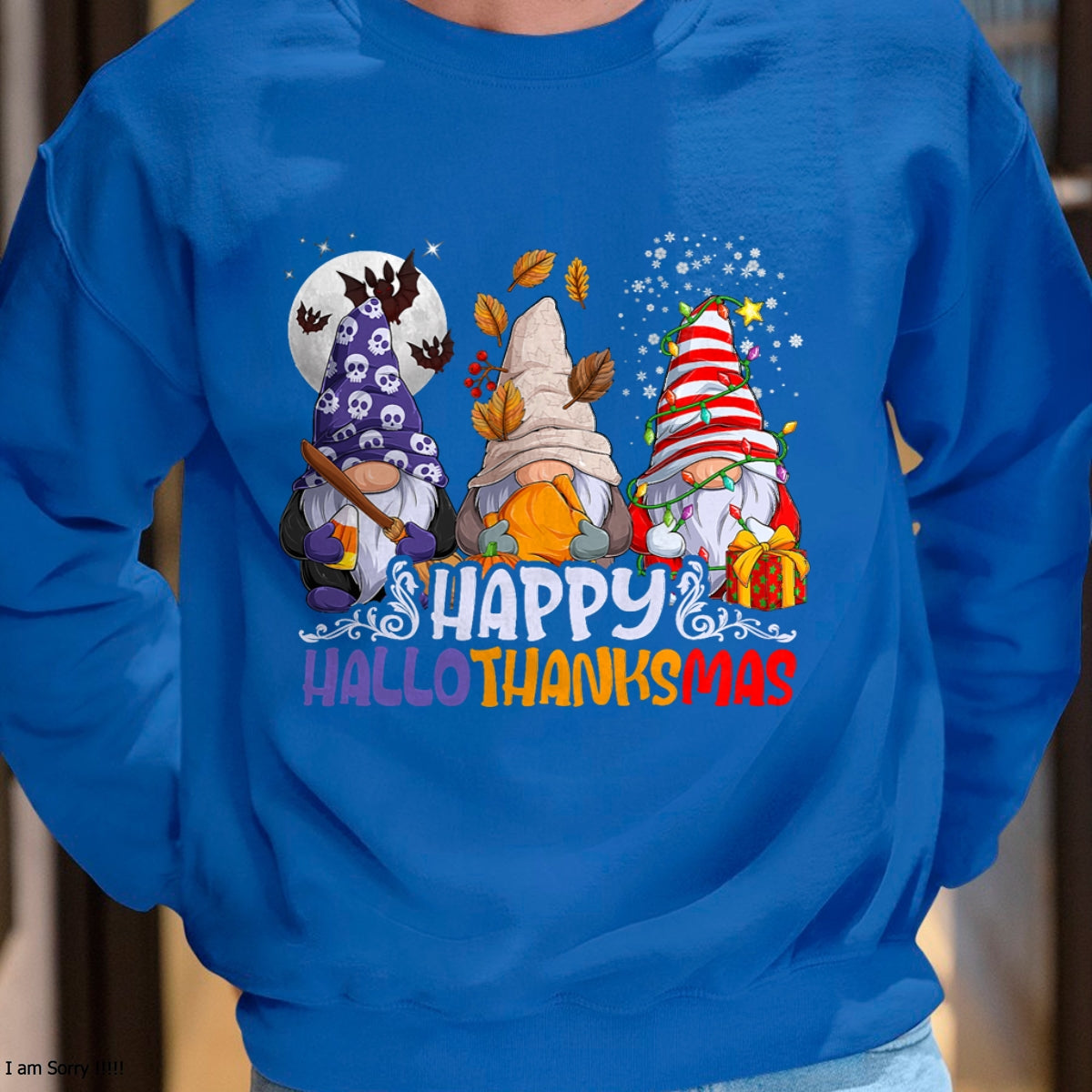 Christmas Shirts for Family, Funny christmas shirts, Christmas Unisex T-Shirt/Hoodie/Sweatshirt HLT00 - HalloThanksMas Gnomes Halloween Thanksgiving Christmas Happy T-Shirt