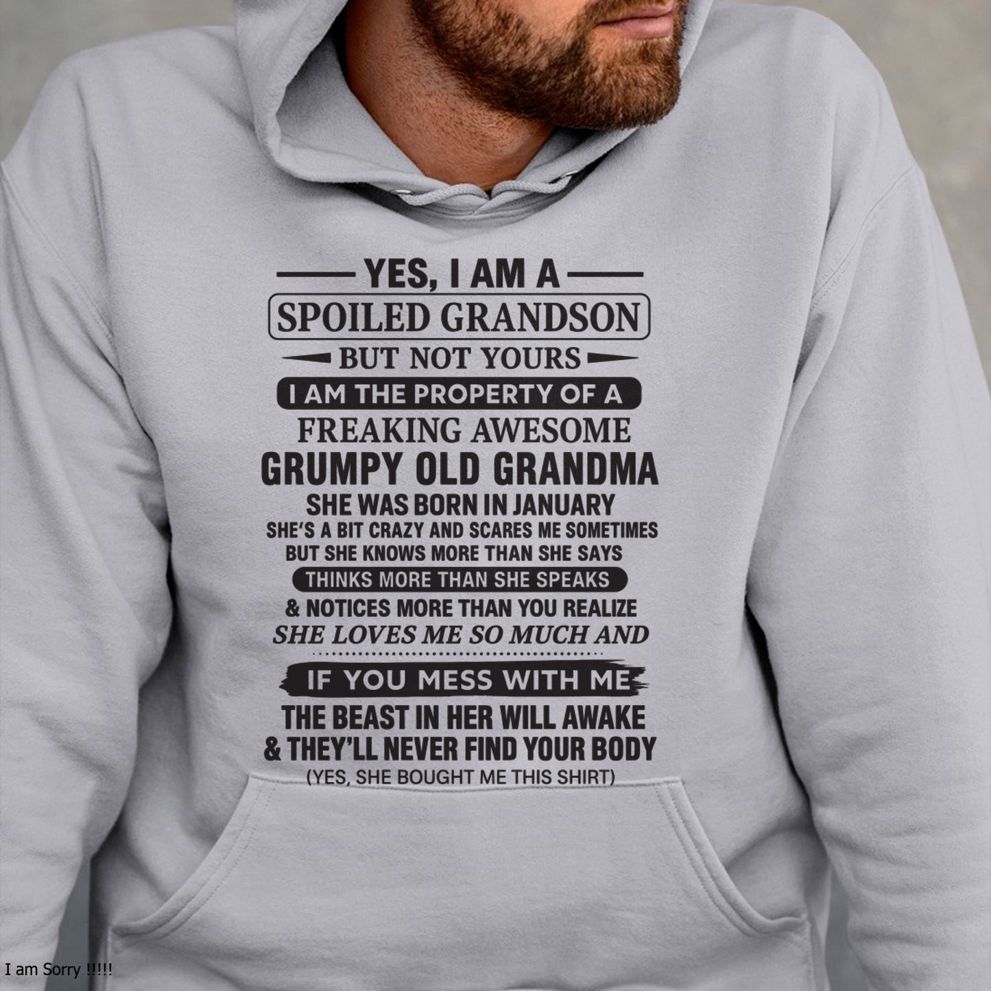 Yes I’m A Stubborn Grandson T-Shirt – Birthday Gift From February Grandma / Woman - ccdi02 (SKU10-171-02)