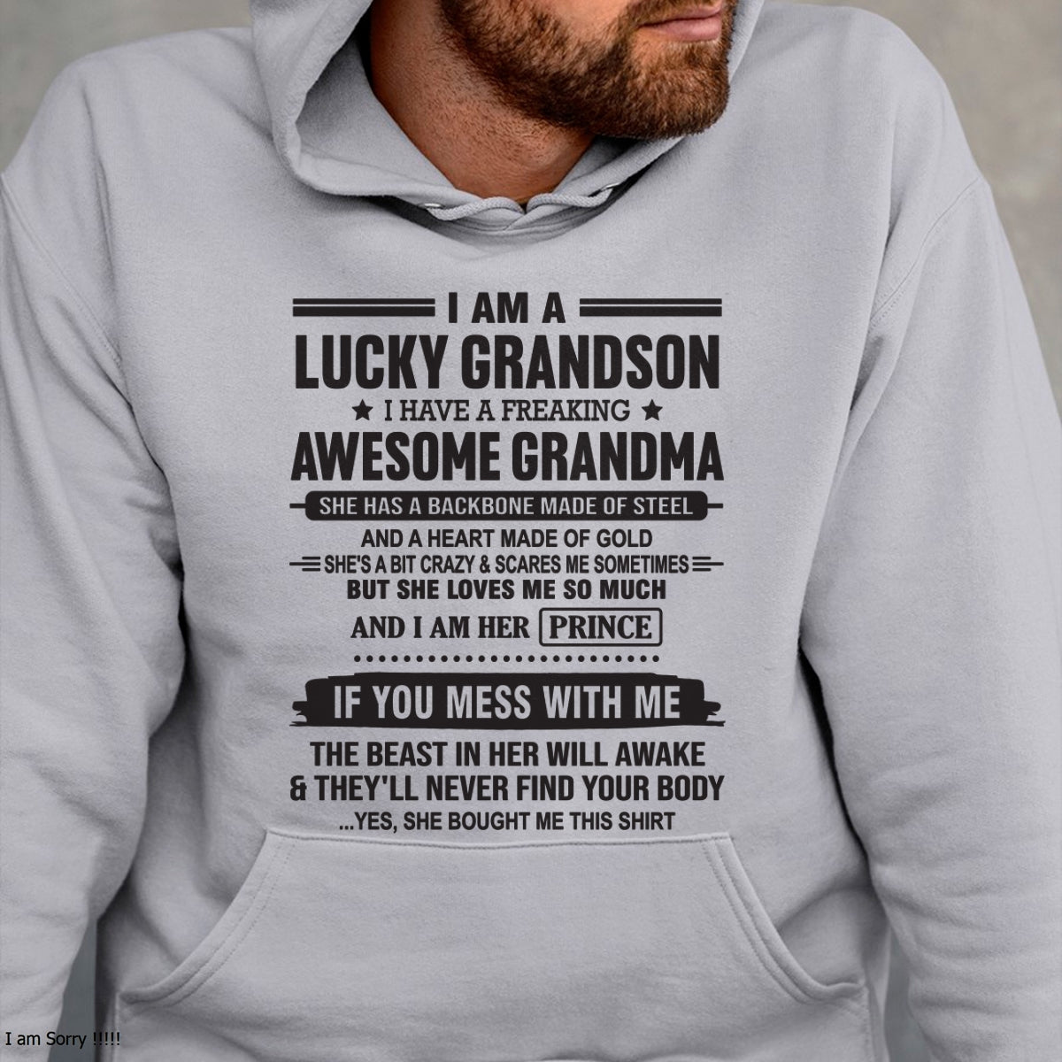 I Am A Lucky Grandson T-Shirt – Birthday Gift From Grandma / Woman - ccdi00 (SKU11-29-00)