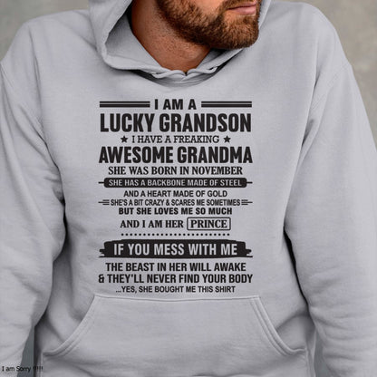 I Am A Lucky Grandson T-Shirt – Birthday Gift From November Grandma / Woman - ccdi11 (SKU11-29-11)