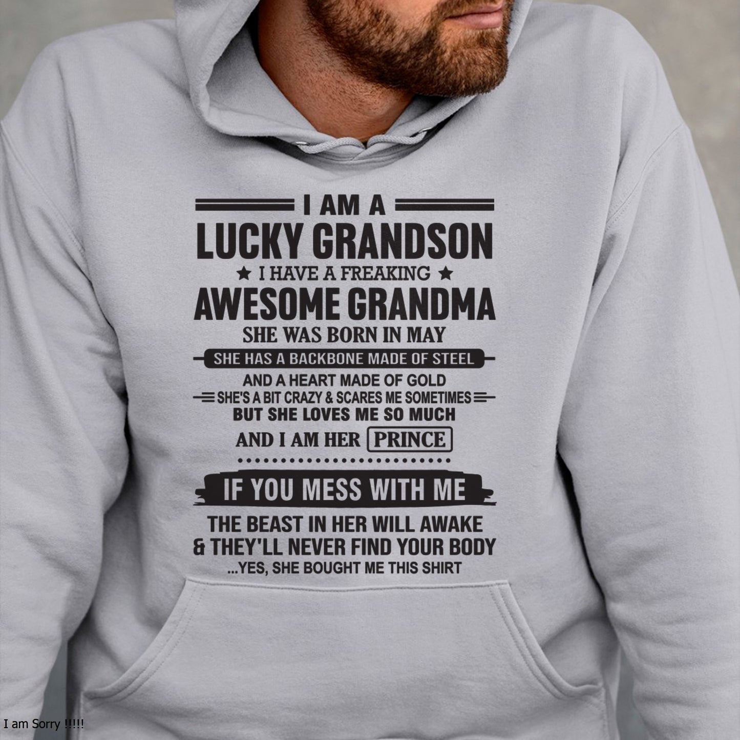 I Am A Lucky Grandson T-Shirt – Birthday Gift From May Grandma / Woman - ccdi05 (SKU11-29-05)