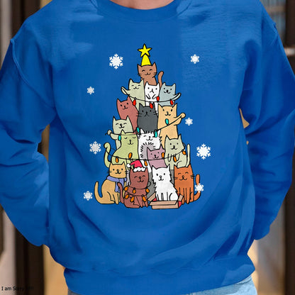 Christmas Shirts for Family, Funny christmas shirts, Christmas Unisex T-Shirt/Hoodie/Sweatshirt HLT00 - Ugly Christmas Sweater Cat Tree - Funny Xmas Cat Gift T-Shirt