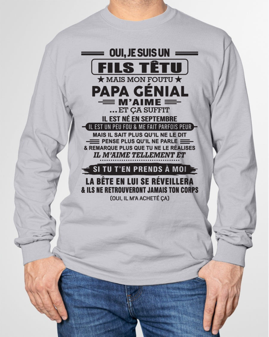 SEPTEMBRE - Oui, je suis un garçon têtu – T-shirt | Cadeau d’anniversaire de papa pour son fils - ccdi09 / fr09 (SKU12-260-09)