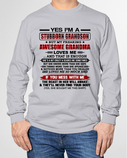 Yes I’m A Stubborn Grandson T-Shirt – Birthday Gift From Grandma / Woman - ccdi00 (SKU2608-210-00)