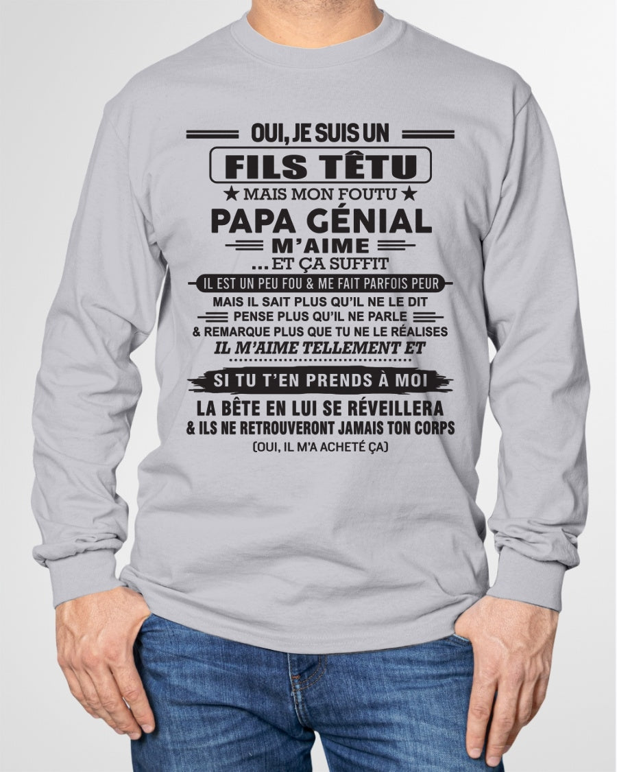 Oui, je suis un garçon têtu – T-shirt | Cadeau d’anniversaire de papa pour son fils - ccdi00 / fr00 (SKU12-260-00)