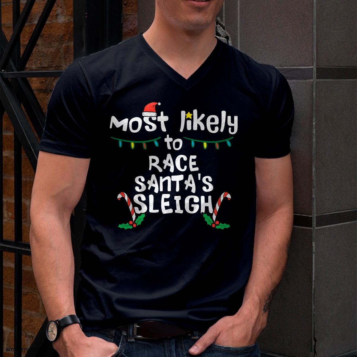 Christmas Shirts for Family, Funny christmas shirts, Christmas Unisex T-Shirt/Hoodie/Sweatshirt HLT00 - Most Likely Race Santa Sleigh Christmas Xmas Family Boys Men T-Shirt