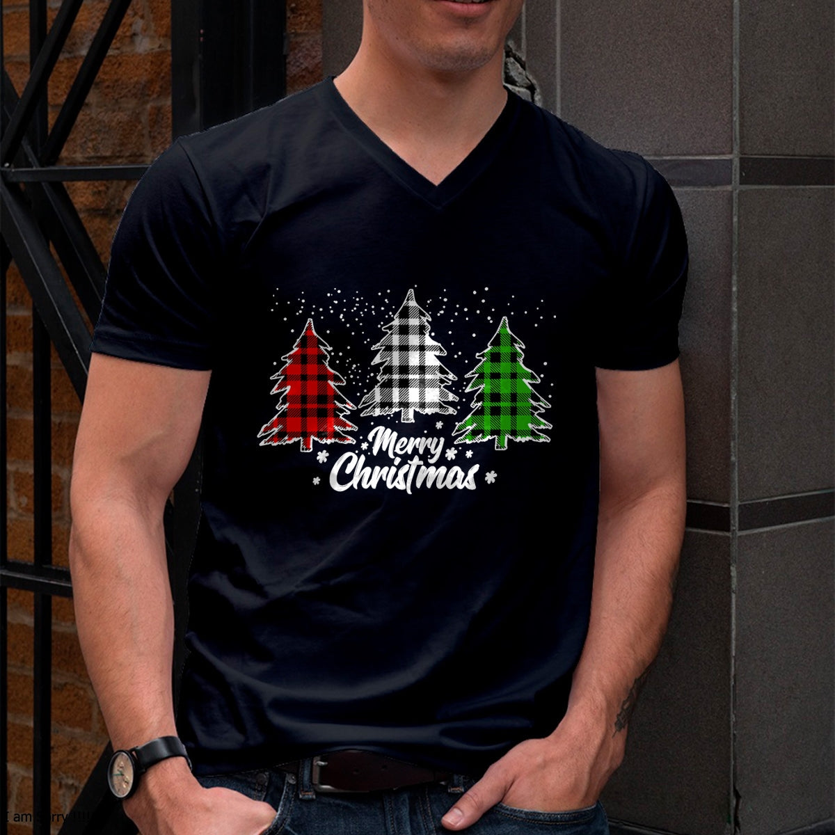 Christmas Shirts for Family, Funny christmas shirts, Christmas Unisex T-Shirt/Hoodie/Sweatshirt HLT00 - Merry Christmas Tree Xmas Buffalo Plaid Red White Green T-Shirt
