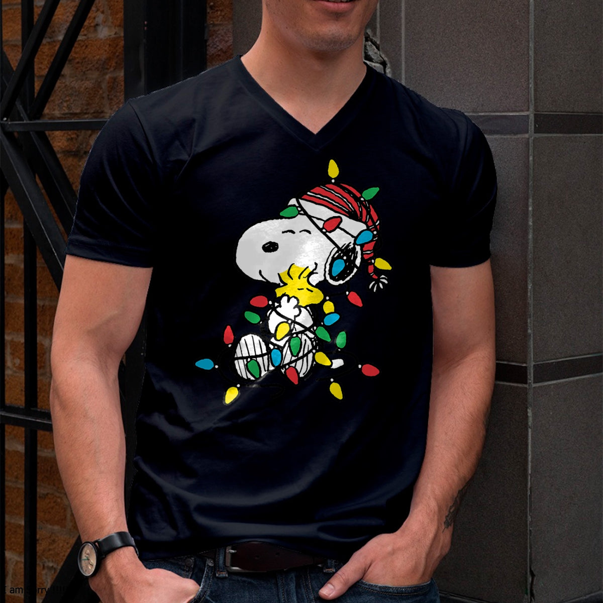 Christmas Shirts for Family, Funny christmas shirts, Christmas Unisex T-Shirt/Hoodie/Sweatshirt HLT00 - Peanuts - Snoopy Woodstock Christmas Lights T-Shirt