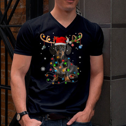 Christmas Shirts for Family, Funny christmas shirts, Christmas Unisex T-Shirt/Hoodie/Sweatshirt HLT00 - Funny Dachshund Christmas Reindeer Christmas Lights Pajama T-Shirt
