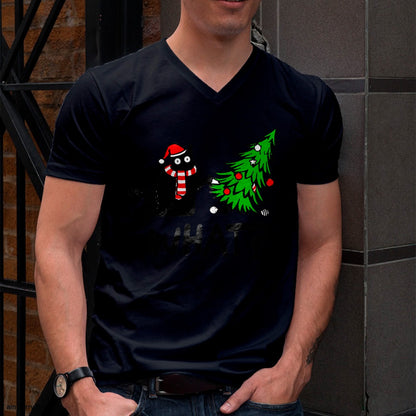 Christmas Shirts for Family, Funny christmas shirts, Christmas Unisex T-Shirt/Hoodie/Sweatshirt HLT00 - Funny Black Cat Gift Pushing Christmas Tree Over Cat What T-Shirt