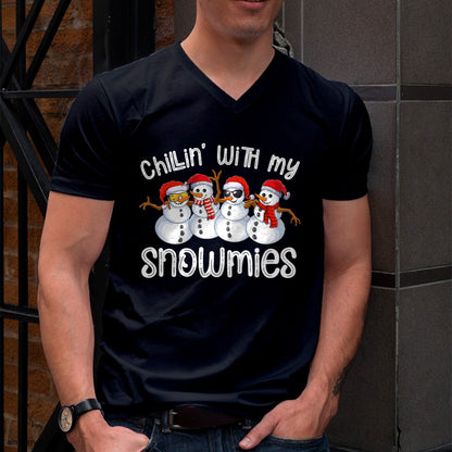 Christmas Shirts for Family, Funny christmas shirts, Christmas Unisex T-Shirt/Hoodie/Sweatshirt HLT00 - Snowman Christmas Chillin With My Snowmies Ugly Gift T-Shirt