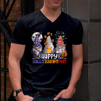 Christmas Shirts for Family, Funny christmas shirts, Christmas Unisex T-Shirt/Hoodie/Sweatshirt HLT00 - HalloThanksMas Gnomes Halloween Thanksgiving Christmas Happy T-Shirt