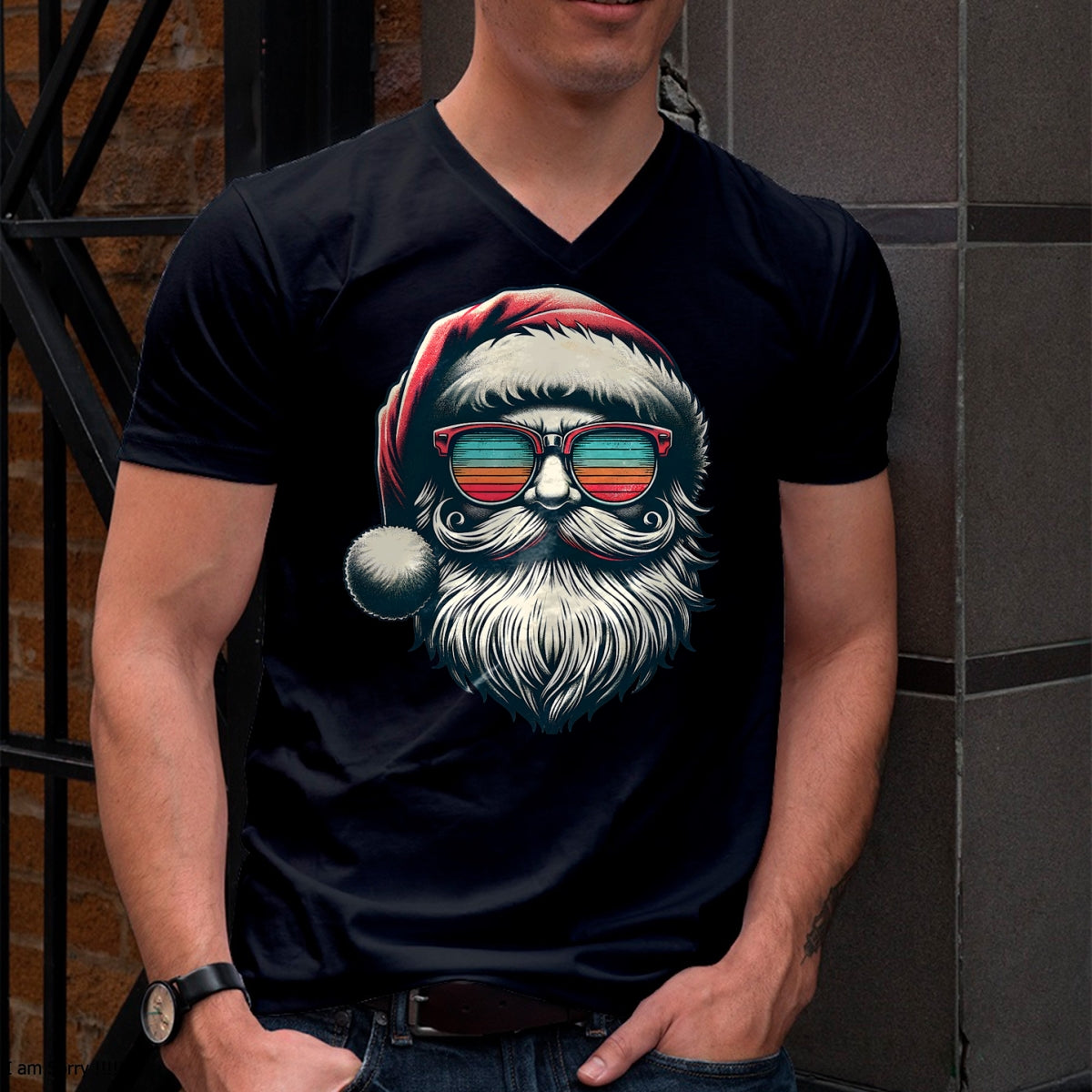 Christmas Shirts for Family, Funny christmas shirts, Christmas Unisex T-Shirt/Hoodie/Sweatshirt HLT00 - Santa Face Retro Sunglasses Christmas Xmas Men Women Kids T-Shirt