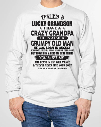 AUGUST - LUCKY GRANDSON OF CRAZY GRANDPA -  PERFECT GIFT FROM GRANDPA - ccdi08 (SKU12-145-08)