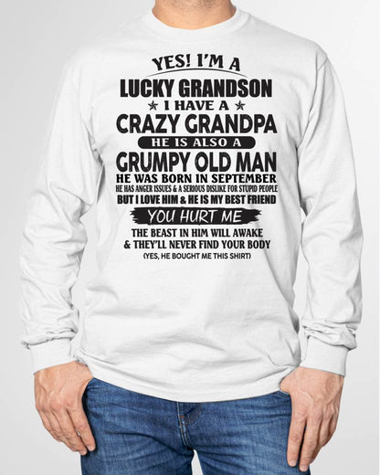 SEPTEMBER - LUCKY GRANDSON OF CRAZY GRANDPA -  PERFECT GIFT FROM GRANDPA - ccdi09 (SKU12-145-09)