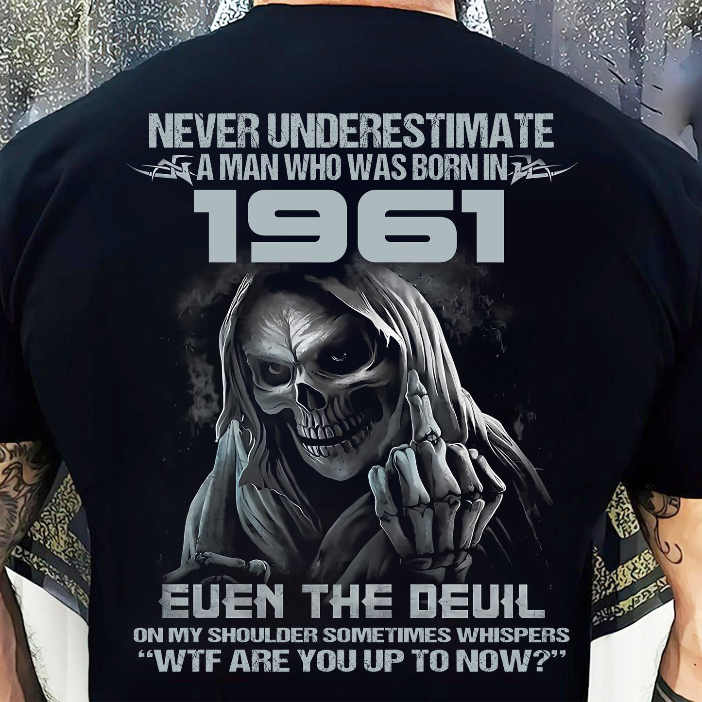 NEVER UNDERESTIMATE A MAN WHO WAS BORN IN 1961 - US1961 (SKU07-58-1961) male