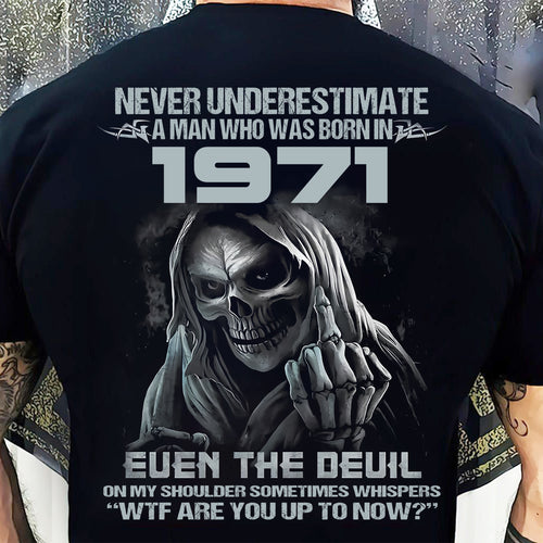 NEVER UNDERESTIMATE A MAN WHO WAS BORN IN 1971 - US1971 (SKU07-58-1971) male