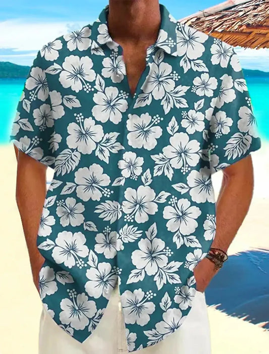 Hawaiian Shirt – Men's Summer Hawaiian Flower Shirt – Casual Beachwear