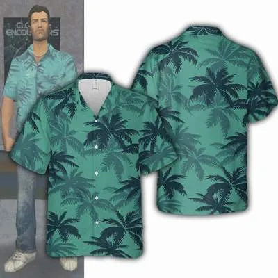 Hawaiian Shirt – Unisex 3D Coconut Tree Hawaiian Shirt – Y2K Casual Vacation Top