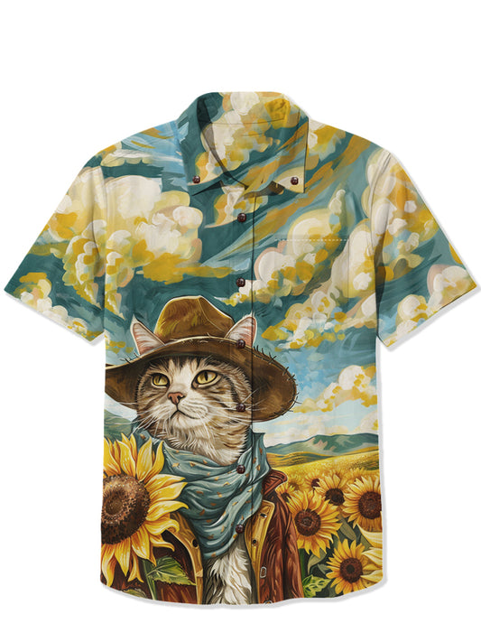 Hawaiian Shirt – Men's Summer 3D Red Kitten Print Hawaiian Shirt