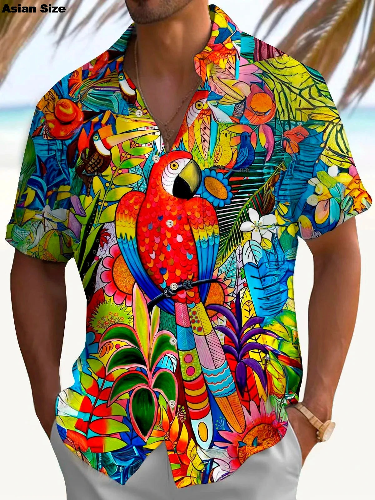 Hawaiian Shirt – 2025 Flamingo & Parrot 3D Print Hawaiian Shirt – Unisex Beachwear