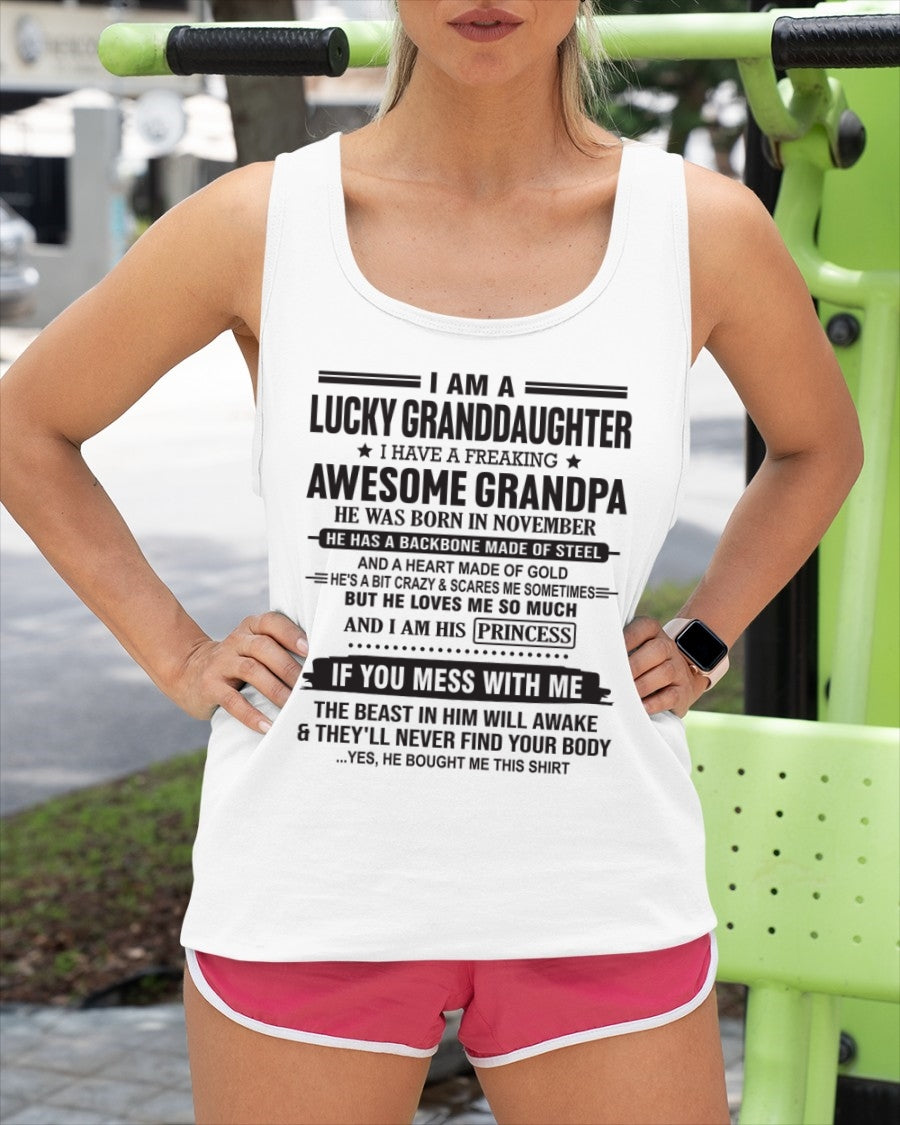 I Am A Lucky Granddaughter T-Shirt – Birthday Gift From November Grandpa / Man - ccdi11 (SKU11-122-11)