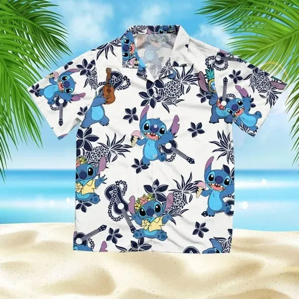 Hawaiian Shirt – Miniso x Disney Stitch Hawaiian Vacation Shirt – Short Sleeve Button Down