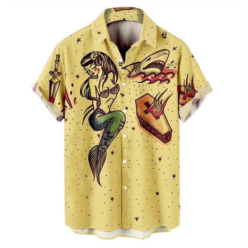 Hawaiian Shirt – Floral Cartoon 3D Print Hawaiian Shirt – Oversized Unisex Summer Top