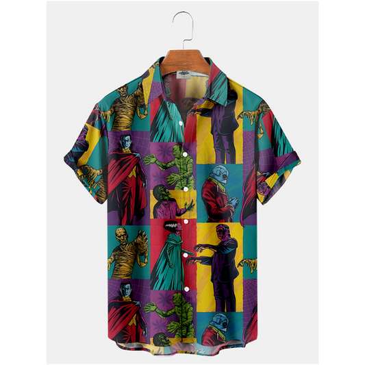 Hawaiian Shirt – Horror Movie 3D Print Hawaiian Shirt – Vintage Men’s Summer Streetwear