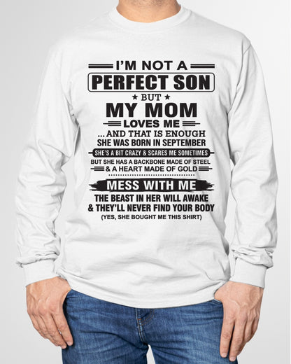 September - "I'M NOT A PERFECT SON BUT MY MOM LOVES ME" - Birthday Gift From September Mom / Woman - ccdi09 (SKU10-147-09)