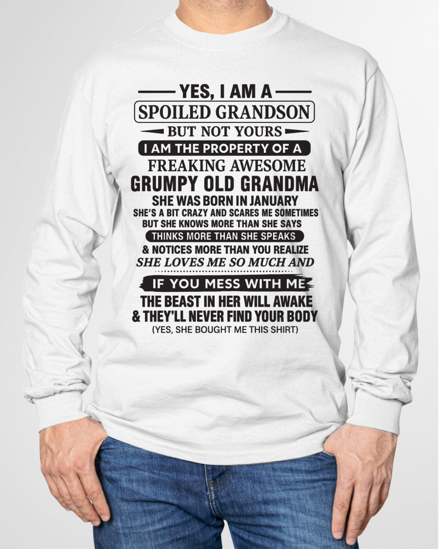 Yes I’m A Stubborn Grandson T-Shirt – Birthday Gift From February Grandma / Woman - ccdi02 (SKU10-171-02)