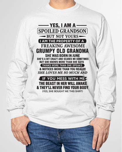 Yes I’m A Stubborn Grandson T-Shirt – Birthday Gift From June Grandma / Woman - ccdi06 (SKU10-171-06)