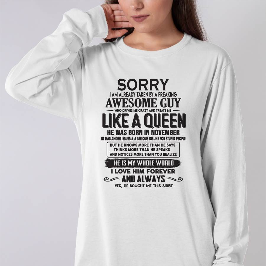 November - Sorry I am already taken by a freaking awesome guy - Gift for Wife From Husband - CCDI11 (SKU08-25-11)