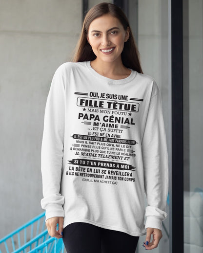 AVRIL - Oui, je suis une fille têtue – T-shirt | Cadeau d’anniversaire de papa pour sa fille - ccdi04 / fr04 (SKU12-214-04)
