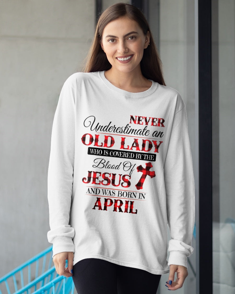 APRIL - NEVER Underestimate an OLD LADY WHO IS COVERED BY THE Blood Of JESUS - ccdi04 FMA (SKU2605-69-04)