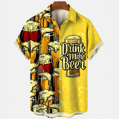 Hawaiian Shirt – Men's 3D Beer Wine Print Hawaiian Beach Shirt